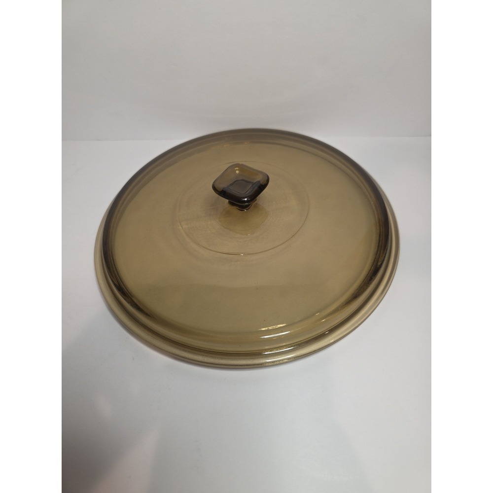 Glass Replacement Lid Amber Brown Square Knob 8.75" Round Casserole‎ Dish